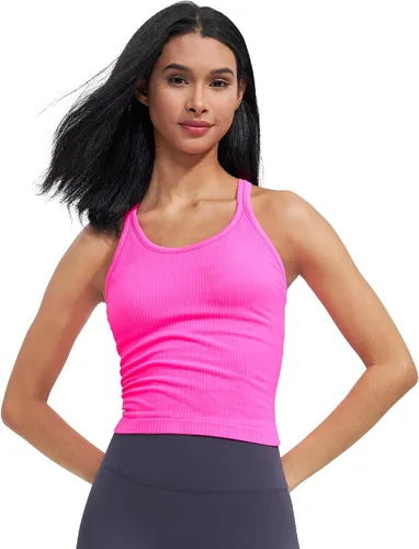 Miniatura 103 de sphinx cat - Camiseta corta de entrenamiento para mujer, camiseta sin mangas, acanalada, con espalda cruzada y brasier integrado