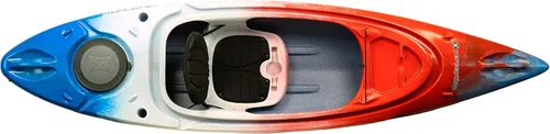 Perception Flash 9.5 | Sit Inside Kayak | Soportes de caña y almacenamiento trasero Rojo Blanco y Azul