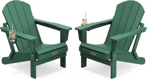 Miniatura 89 de SERWALL - Silla plegable Adirondack para patio, jardín, exterior, resistente a la intemperie, sillas para hoguera, color naranja