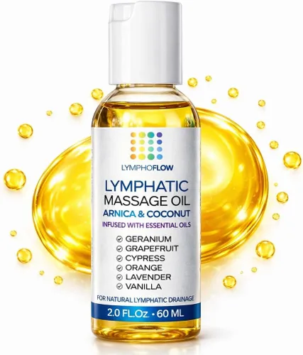 Miniatura 10 de Aceite de masaje de drenaje linfático con árnica y aceite de coco, mentol refrescante para alivio, recuperación poscirugía y lipedema, liposucción