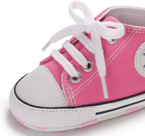 Miniatura 3 de KIDSUN - Zapatos deportivos unisex de caña alta para bebés mezclilla de lona suela antideslizante suaves para los primeros pasos