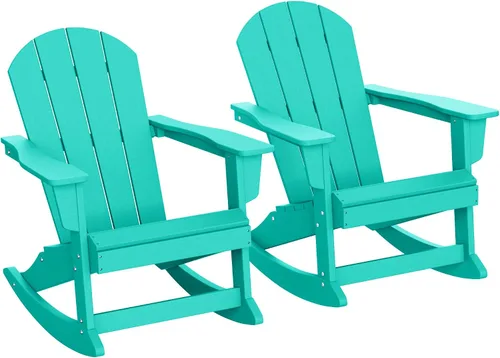 Miniatura 79 de WestinTrends Silla mecedora Malibu de poliéster para exterior/patio Adirondack, Negra