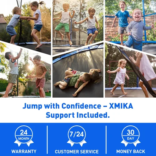 Miniatura 7 de Trampolín para exteriores de 1500 libras con luz+rociador+calcetines, trampolín resistente de 16 pies, 14 pies, 12 pies, con aro de baloncesto