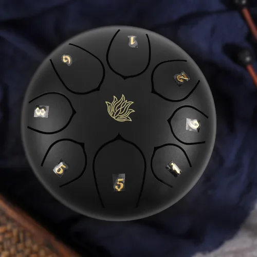 Miniatura 3 de Eavnbaek Tambor de Lluvia Chime - Tambor de lluvia de 8 notas de 6 pulgadas para jardín exterior, con bolsa, libro de música, baquetas, soporte