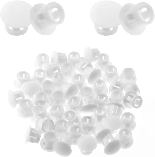 Bivethoi 50 tapones de plástico para agujeros de 0.236 in / 1/4 pulgadas, enchufe de agujero blanco tipo empotrado a presión en tapones de plástico,