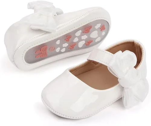 Miamooi Zapatos de vestir de boda para bebés y niñas, zapatos de ballet con lazo de princesa Mary Jane, zapatos planos para primeros pasos, zapatos