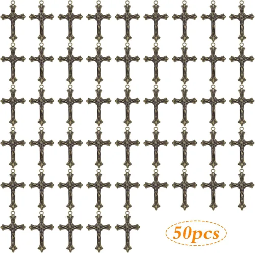 Miniatura 2 de Aylifu Cross Pendant Charms, 50pcs Alloy Jesus Peace Crucifix Pendants Jewelry Findings Accessories for DIY Handmade Bracelet Necklace