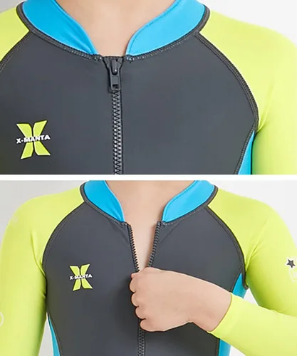 Miniatura 7 de LUCKYLUAN Traje de baño de cuerpo completo para niños y niñas, bloque de color, de una pieza, UPF 50, manga larga, protección contra erupciones