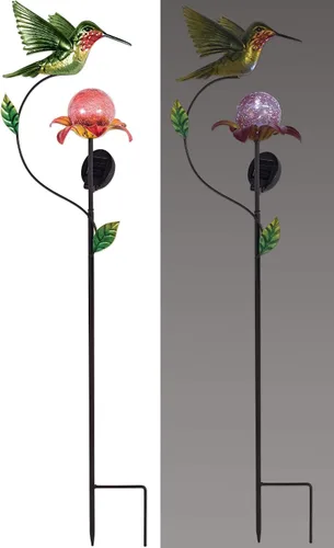 Miniatura 2 de Sunset Vista Designs Luces solares de jardín altas de vidrio y metal, iluminación al aire libre, estacas decorativas para jardín, 46 pulgadas