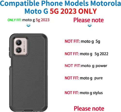 Miniatura 2 de Funda para Moto G 5G 2023, Motorola G 5G 2023, resistente, a prueba de golpes, a prueba de polvo, resistente, protectora, 3 en 1, color negro