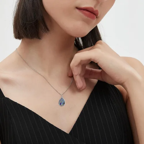 Miniatura 63 de Collar con colgante de urna de cenizas de cremación y árbol de la vida para mujer, plata de ley US1