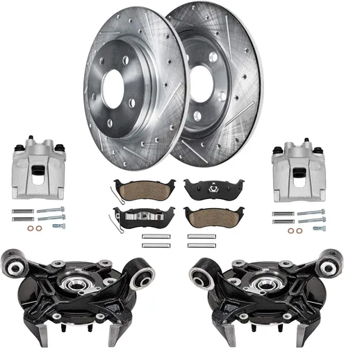 Miniatura 61 de Detroit Axle - Rotores de freno para Ford 2013-2019 Explorer Taurus Flex Lincoln MKT MKS, rotores de freno de disco ranurados perforados de repuesto