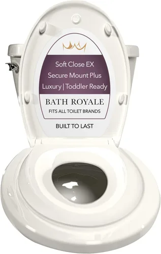 Miniatura 14 de BATH ROYALE Asiento de entrenamiento para ir al baño - Cierre suave, Kingsport BR720-00, redondo blanco, combo para adultos y niños