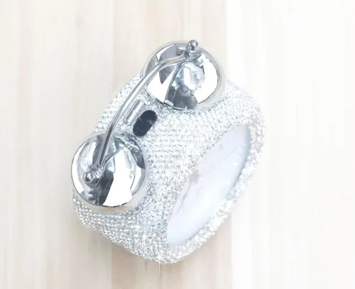 Miniatura 3 de Reloj despertador pequeño con diamantes de imitación, 5 pulgadas de altura, llamada matutina para dormitorio, escritorio, decoración para el hogar