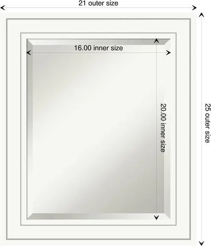 Miniatura 4 de Amanti Art - Espejo de baño blanco para sobre lavabo, espejo de tocador rectangular blanco de 25x21, marco de madera pequeño y casual, se cuelga