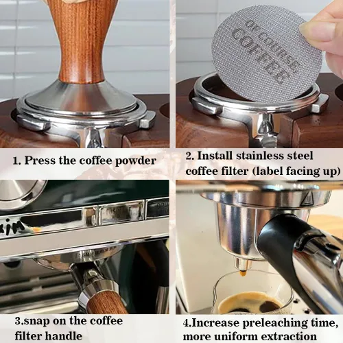 Miniatura 6 de Pantalla de disco de espresso de 2.106 in, grosor de 0.067 in, 150 μm, ducha inferior, malla de filtro de café para cesta de filtro de portafiltro