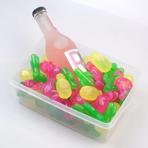 Miniatura 5 de BYTTME Cubos de hielo reutilizables con tapa y contenedor, paquete de 60 cubos de plástico para bebidas, libres de BPA, cubos de hielo reutilizables
