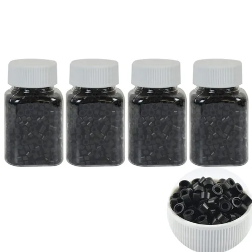 Miniatura 21 de 500 cuentas de extensiones de cabello con micro anillos forrados de silicona de 0.197 in, cuentas para extensiones de cabello con punta I