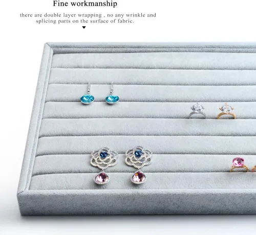 Miniatura 3 de Oirlv - Bandejas de terciopelo apilables para joyas, organizador de joyas, bandejas de almacenamiento