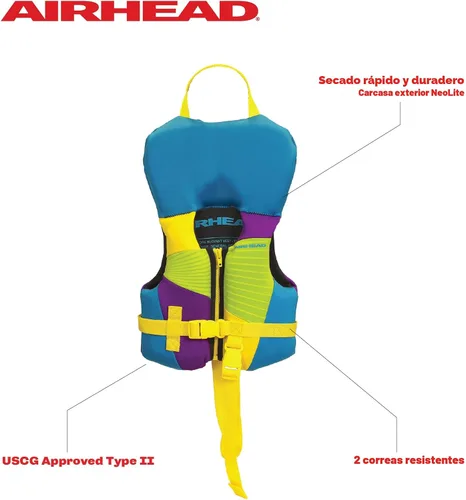 Miniatura 2 de Airhead Gnar Neolite Kwik-Dry Life Jacket - USCG Approved Type III PFD Life Vest, Lightweight Flexible Fit for Boating, Tubing & Watersports
