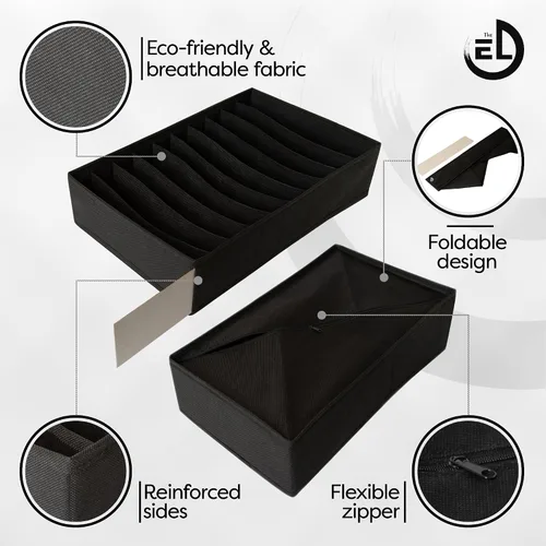 Miniatura 5 de Organizador de cajones de ropa, juego de 3 organizadores multiusos para cajones de aparador para adultos y niños, armario plegable 10 celdas por