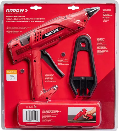 Miniatura 13 de Arrow Fastener Pistola de pegamento termofusible eléctrica profesional de 300 vatios para manualidades, construcción y madera, transparente