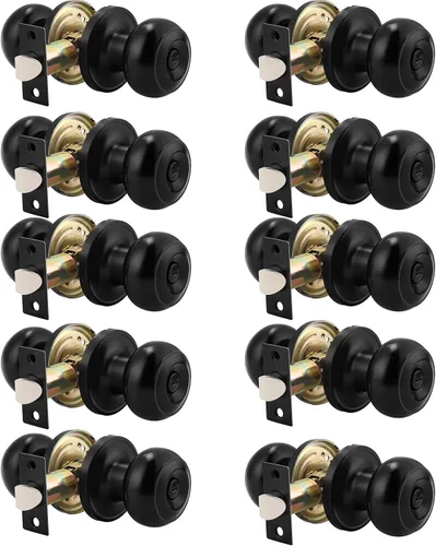 Probrico Paquete de 10 Pomos Redondos de Privacidad para Puerta (Cerradura de Giro con Pulgar en el Interior), Pomos de Puerta sin Llave Juego de