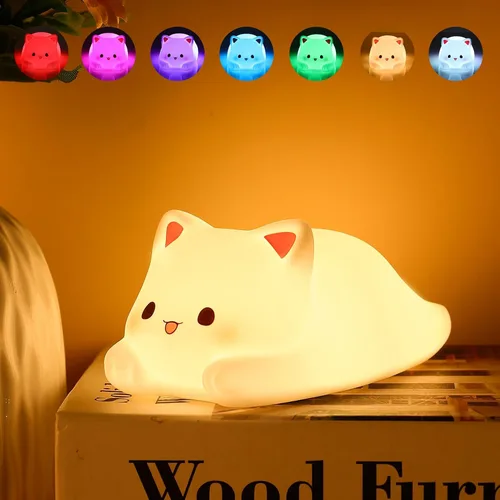 Miniatura 11 de ZKLiLi Luz nocturna para niños, linda lámpara de conejo, 16 colores+toque+luz nocturna de silicona para niños, luces nocturnas de conejo recargables