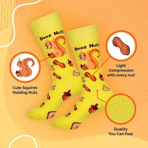 Miniatura 2 de TC9SOCKS Funny Socks Deez Nuts Meme Socks Squirrel Lovers Socks Fun Socks Unisex Funky Socks Casual Dress Socks
