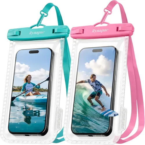 Miniatura 12 de Rynapac Funda impermeable para teléfono [hasta 8.5 pulgadas], paquete de 2, funda impermeable IPX8 con cordón para iPhone 17, 16, 15 Pro Max