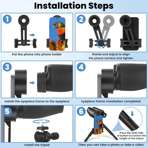 Miniatura 5 de Prismáticos oculares grandes profesionales de 25 x 30 para adultos, kit completo con adaptador de teléfono, adaptador de trípode, impermeable