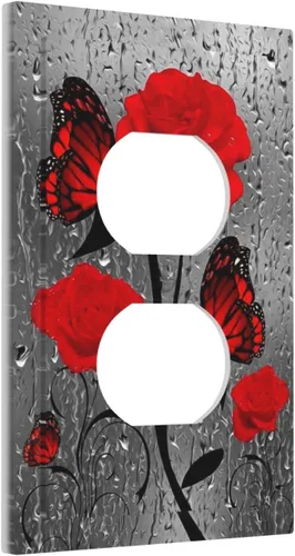 Miniatura 135 de Cubierta de interruptor de luz rosa brillante con purpurina de 1 banda, sin dispositivo, placa de pared en blanco decorativa para adolescentes, Rosa