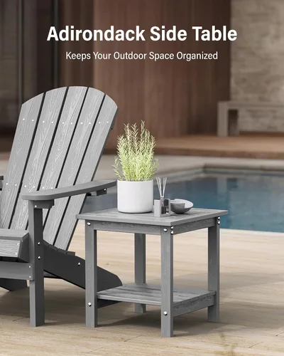 Miniatura 7 de YEFU Mesa auxiliar para exteriores para patio: 16 x 16 pulgadas, HIPS - Mesa auxiliar cuadrada pequeña para exteriores, mesas Adirondack de 2