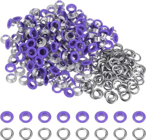 Miniatura 42 de HARFINGTON Juego de 200 ojales redondos de color de 0.394 pulgadas, ojales metálicos con arandelas para álbumes de recortes, zapatos, ropa, lona
