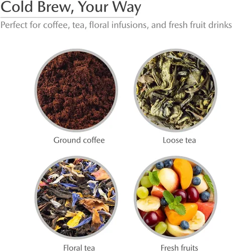 Miniatura 4 de Jarra de infusión fría Sio – 54 fl oz / 1600 mL de vidrio borosilicato con colador de acero inoxidable 316 microfino y tapa chapada en cobre