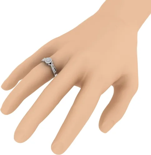 Miniatura 4 de FINEROCK Anillo de compromiso de diamantes redondos de 14 quilates en oro de 10 quilates