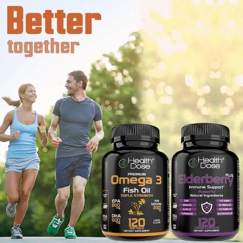 Miniatura 5 de Health Dose Aceite de pescado Omega 3 de 2000 mg – Cápsulas blandas con sabor a limón con EPA 800 mg y DHA 600 mg para apoyo al cerebro, corazón