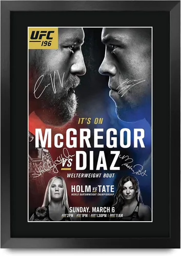 Miniatura 14 de HWC Trading UFC 229 Pelea Khabib Nurmagomedov vs Conor McGregor 40 x 30 cm Regalos con Marco Autógrafo Impreso y Firmado para Fans de Recuerdos