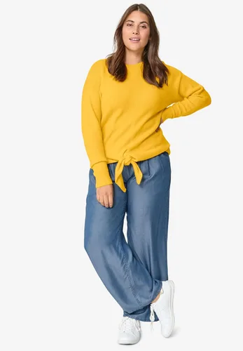 Miniatura 4 de Ellos Pantalones vaqueros de mezclilla con cintura elástica y pierna ancha para mujer