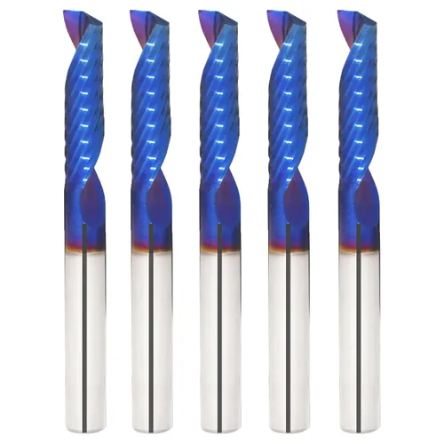 Miniatura 11 de Fresa de extremo CNC de carburo sólido de corte de 1/4 pulgadas de diámetro de corte simple 0 flauta espiral Router Bit para acrílico PVC Ruhi UO131