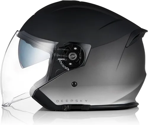 Miniatura 2 de ORIGINE Casco de motocicleta de cara abierta 3/4 con doble visera para scooters, aprobado por DOT