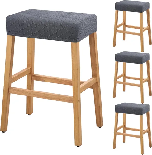 Miniatura 51 de YISUN Fundas de taburete rectangulares, paquete de 2 fundas elásticas impermeables para asiento de silla de montar, taburetes de bar, sillas de bar