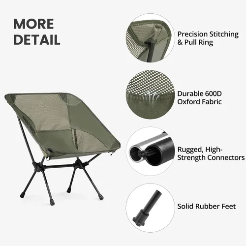 Miniatura 6 de CAMEL CROWN Silla de camping resistente para mochileros, silla plegable ultraligera con bolsa de transporte, portátil compacta para exteriores