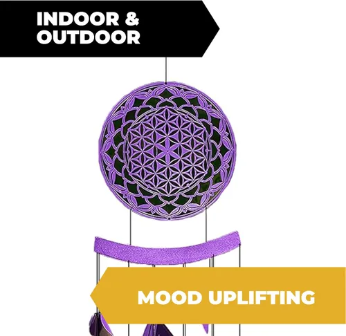Miniatura 4 de VP Home Campanillas de viento de mandala brillante de 42 pulgadas para exteriores, carillones de viento de mandala brillante únicos, decoración al