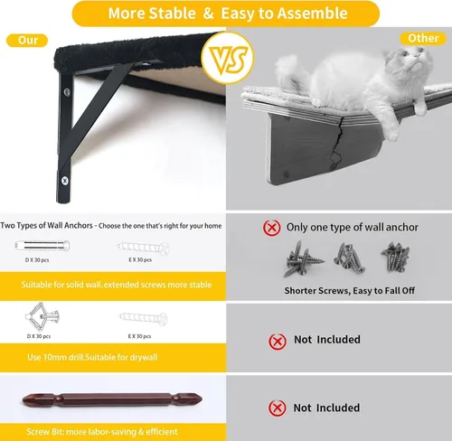 Miniatura 5 de Muebles modernos para gatos montados en la pared, 5 estantes de pared para gatos, escalador de madera incluye casa, puente, árbol, escalones