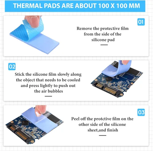 Miniatura 4 de Frienda 6 almohadillas térmicas de silicona conductora resistente al calor de 0.5, 1, 1.5, 2, 2.5, 0.118 in, conductoras de silicona conductiva, Azul