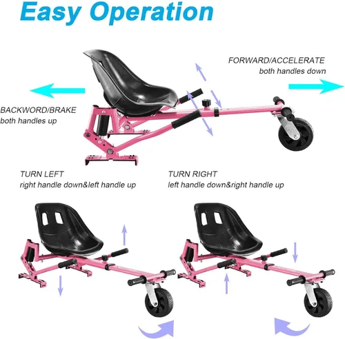 Miniatura 8 de Accesorio de asiento para aeropatineta con amortiguadores duales y rueda todoterreno de 6 pulgadas, accesorio de Go Kart de capacidad de 265 libras