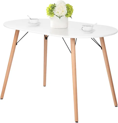 Miniatura 11 de Mesa de comedor cuadrada de 31.5 pulgadas para 2-4 personas, mesa blanca funcional moderna con patas de madera para el hogar, oficina, cocina, Blanco