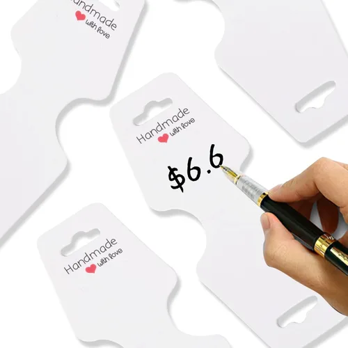 Miniatura 3 de 200 tarjetas de exhibición de collares, tarjetas autoadhesivas de embalaje de joyas para llavero, pulsera, banda para el cabello, soporte plegable