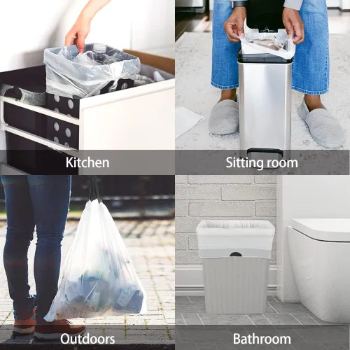 Miniatura 7 de Bolsas de basura pequeñas resistentes con cordón de 1.5 galones, 120 unidades, pequeñas bolsas de plástico para botes de basura de 4.5 a 6 litros